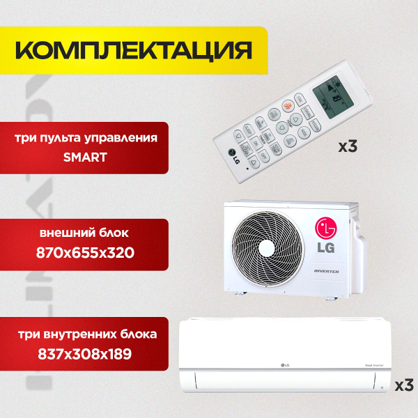 Мультисплит система на 3 комнаты LG PM07SP-3 / MU3M19