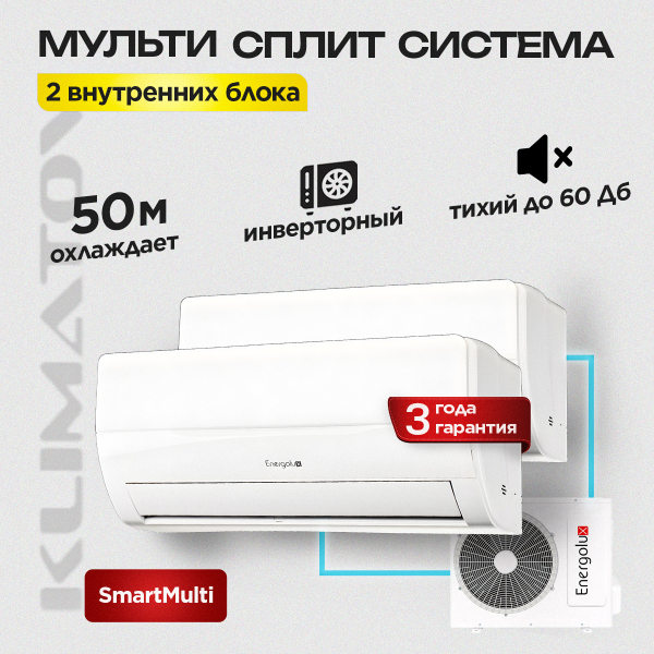 Мульти сплит система на 2 комнаты Energolux SAM18M1-AI/2 + SAS09M2-AI x2