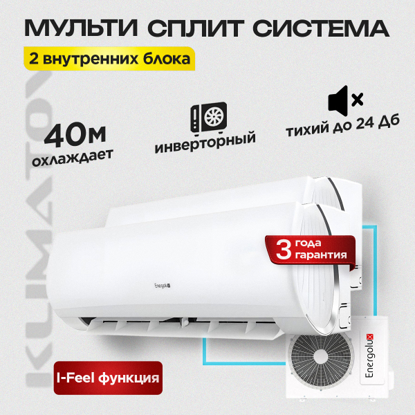 Мульти сплит система на 2 комнаты Energolux SAM14M3-GI/2 + SAS07M3-GI x2