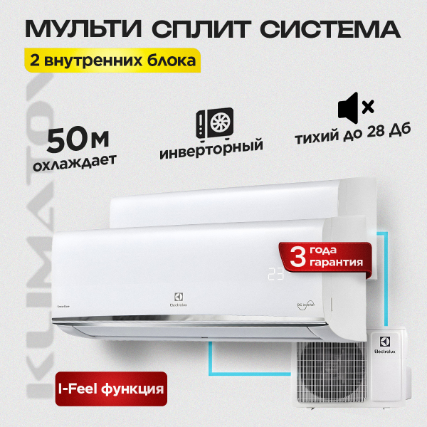 Мульти сплит система на 2 комнаты Electrolux EACO/I-14 FMI-2/N8_ERP / EACS/I-07HM FMI/N8_ERP/in х2