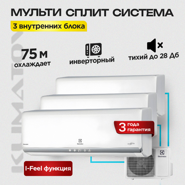 Мульти сплит система на 3 комнаты Electrolux EACO/I-24 FMI-3/N8_ERP / EACS/I-09HM FMI/N8_ERP/in х3