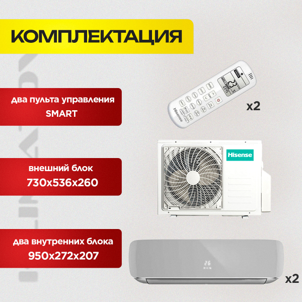 Мульти сплит система на 2 комнаты Hisense AMS-09UW4RVETG00 (S) / AMW2-14U4SRE