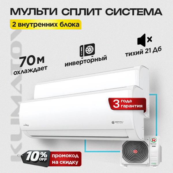 Мульти сплит-система на 2 комнаты Royal Clima 3RMN-21HN/OUT + RCI-TMN12HN TRIUMPH х2