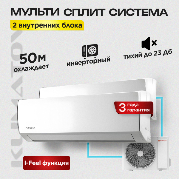 Мульти сплит система на 2 комнаты Pioneer 2MSHD18F / KFRI25FW х2